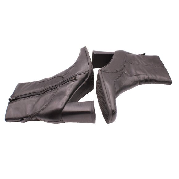 Apostrophe Nina Boots 7M Black Leather Square Toe Side Zip Above Ankle with Box - Picture 6 of 11